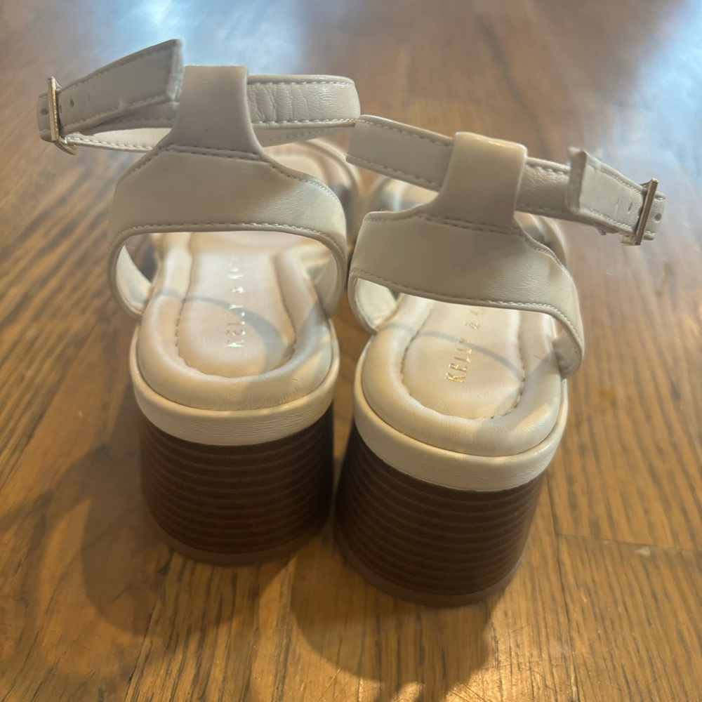 White Bridal Block Heel Sandals - Picture 5 of 8
